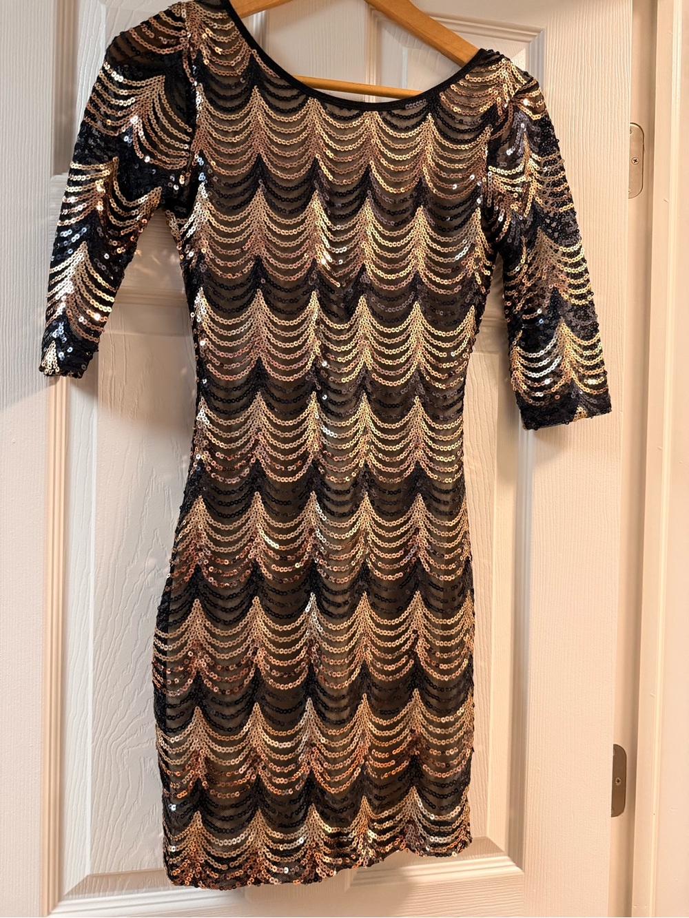 Windsor Black and Gold Sequin Mini Dress